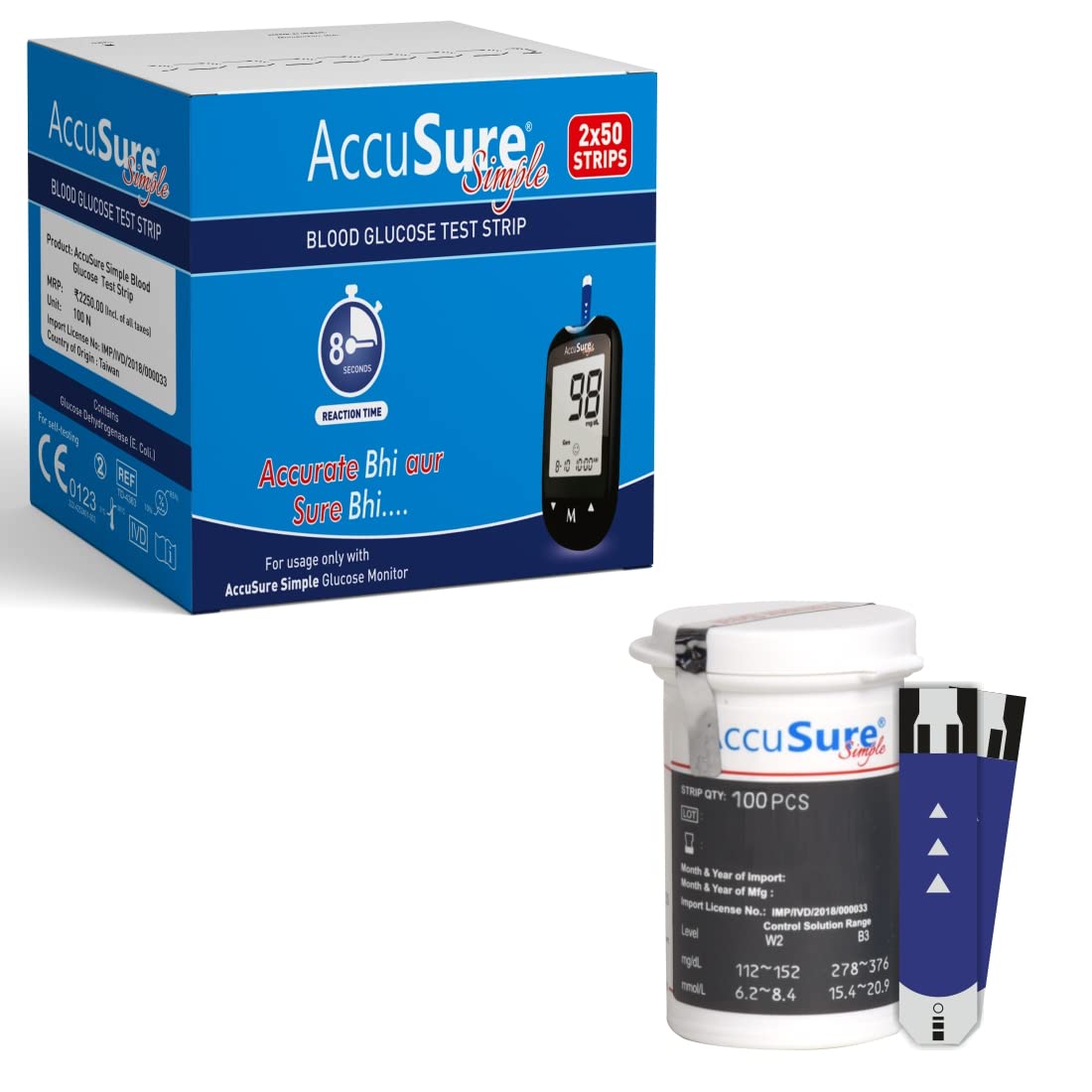 ACCU SURE SIMPLE 100STRIPS 2X50N